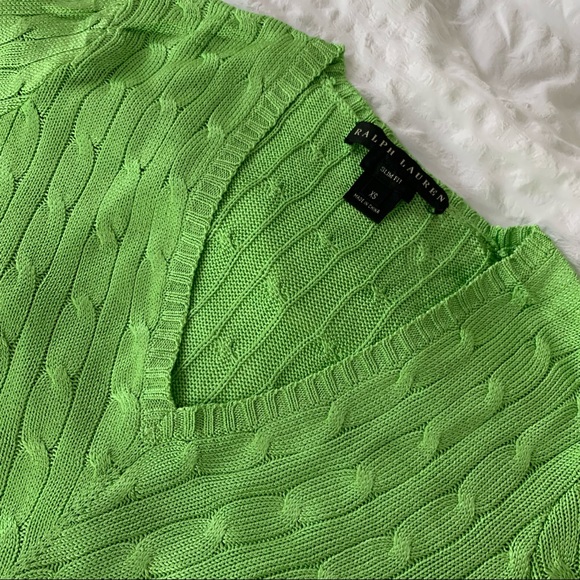Ralph Lauren 100% Silk Sweater Lime Green - Picture 2 of 9